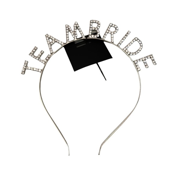 Team Bride Rhinestone 3-D Pop Up Headband Silver Tone - Picture 7 of 9